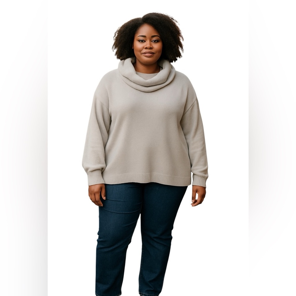 Harper Lane Oversized Slouchy Cowl Neck Sweater Oatmeal Knit Plus Size XXL